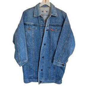 Jordache Vintage Denim Jacket Blue Button-Down Oversized 90s Retro preppy